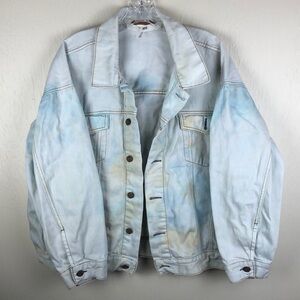 Free People Tie Dye Blue Oversized Denim Jacket